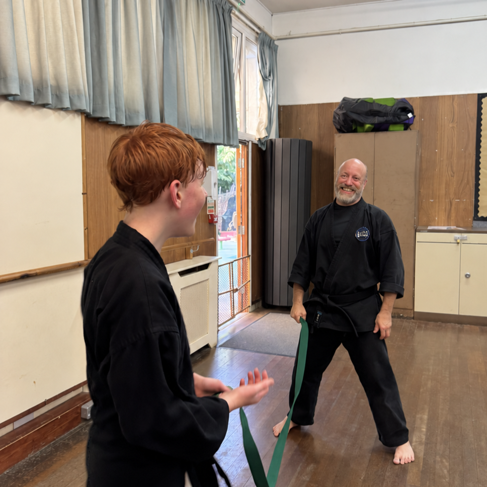 Brian Southon of Shuhari Self Defence Cippenham teaching a kids karate class