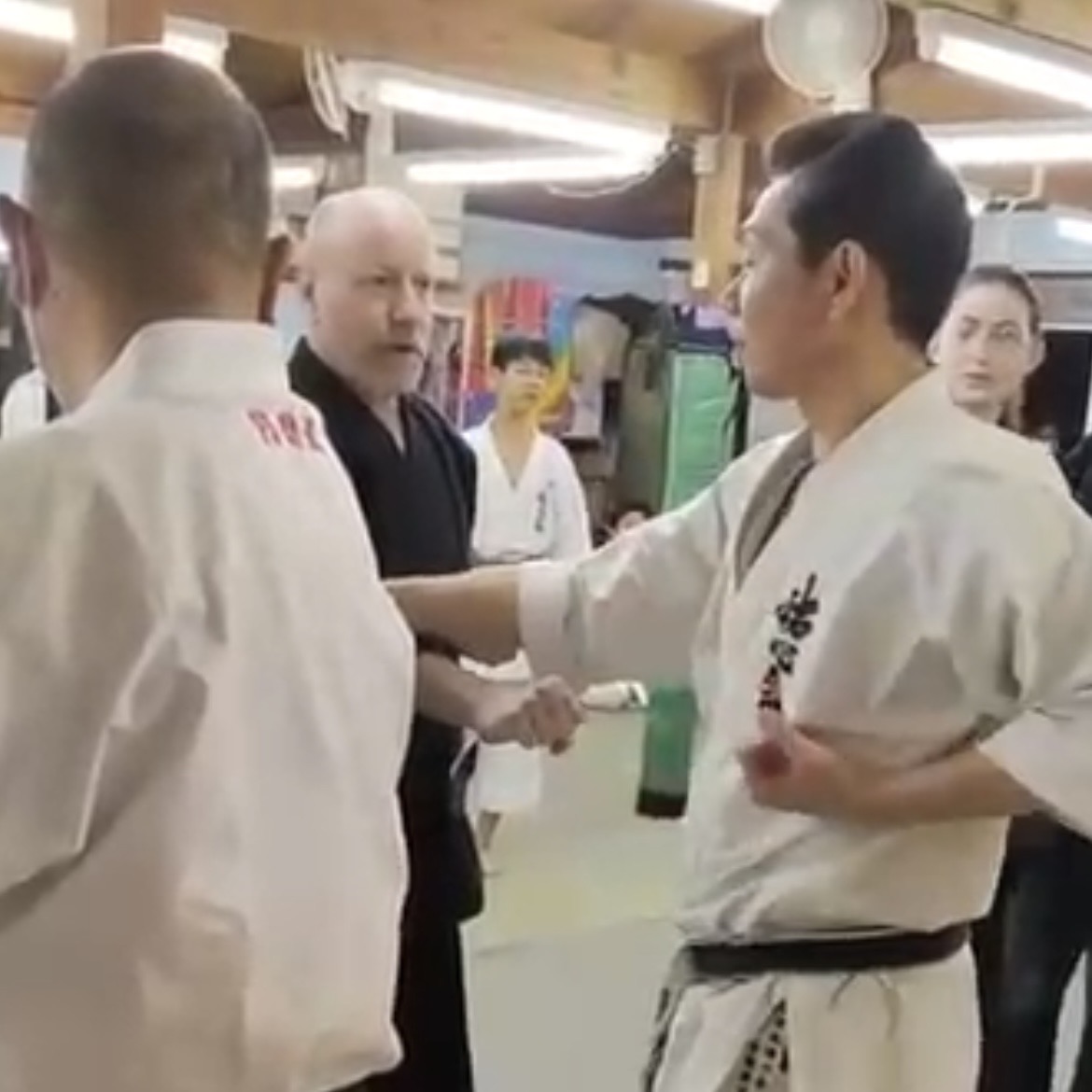 Brian Southon of Shuhari Self Defence Cippenham learning karate from Funakoshi Masaharu Sensei in Ichinomiya Japan