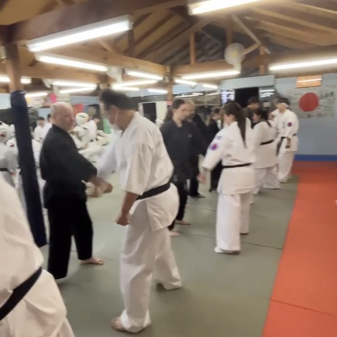 Brian Southon of Shuhari Self Defence Cippenham practising  karate conditioning in Ichinomiya Japan