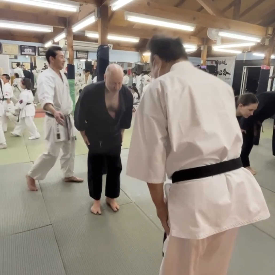 Brian Southon of Shuhari Self Defence Cippenham training in Funakoshi Masaharu Senseis dojo in Ichinomiya Japan
