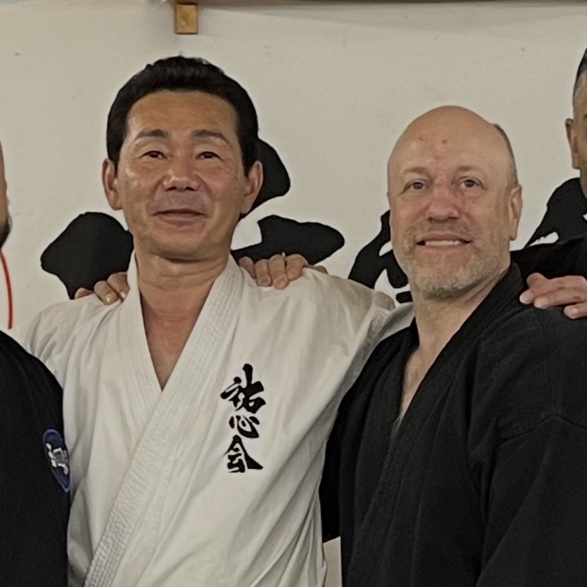 Brian Southon of Shuhari Self Defence Cippenham with Funakoshi Masaharu Sensei in Ichinomiya Japan
