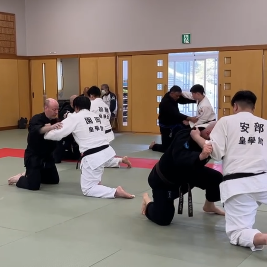 Brian Southon of Shuhari Self Defence Cippenham practicing Judo groundwork in Kogakkan school Japan