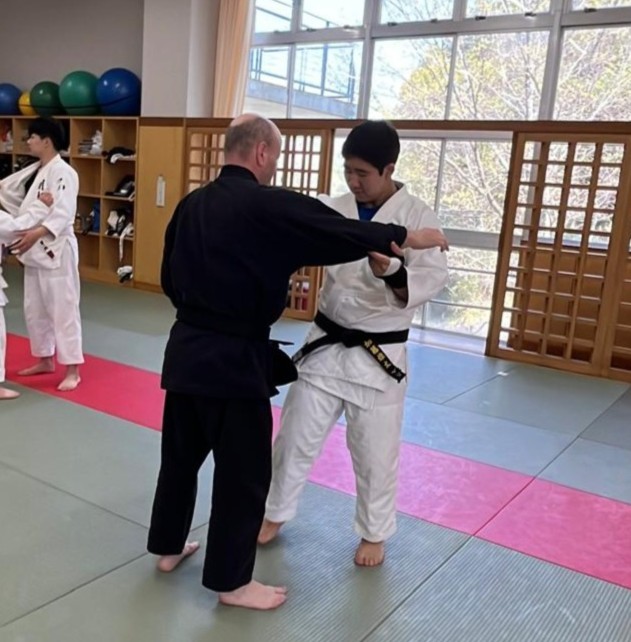 Brian Southon of Shuhari Self Defence Cippenham practising Judo footwork in Kogakkan school Japan