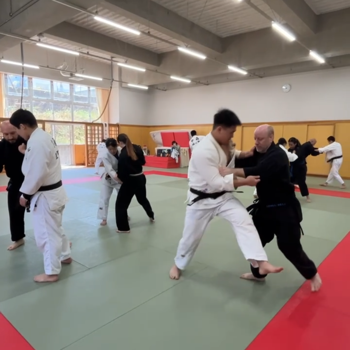 Brian Southon of Shuhari Self Defence Cippenham practising Judo randori in Kogakkan school Japan