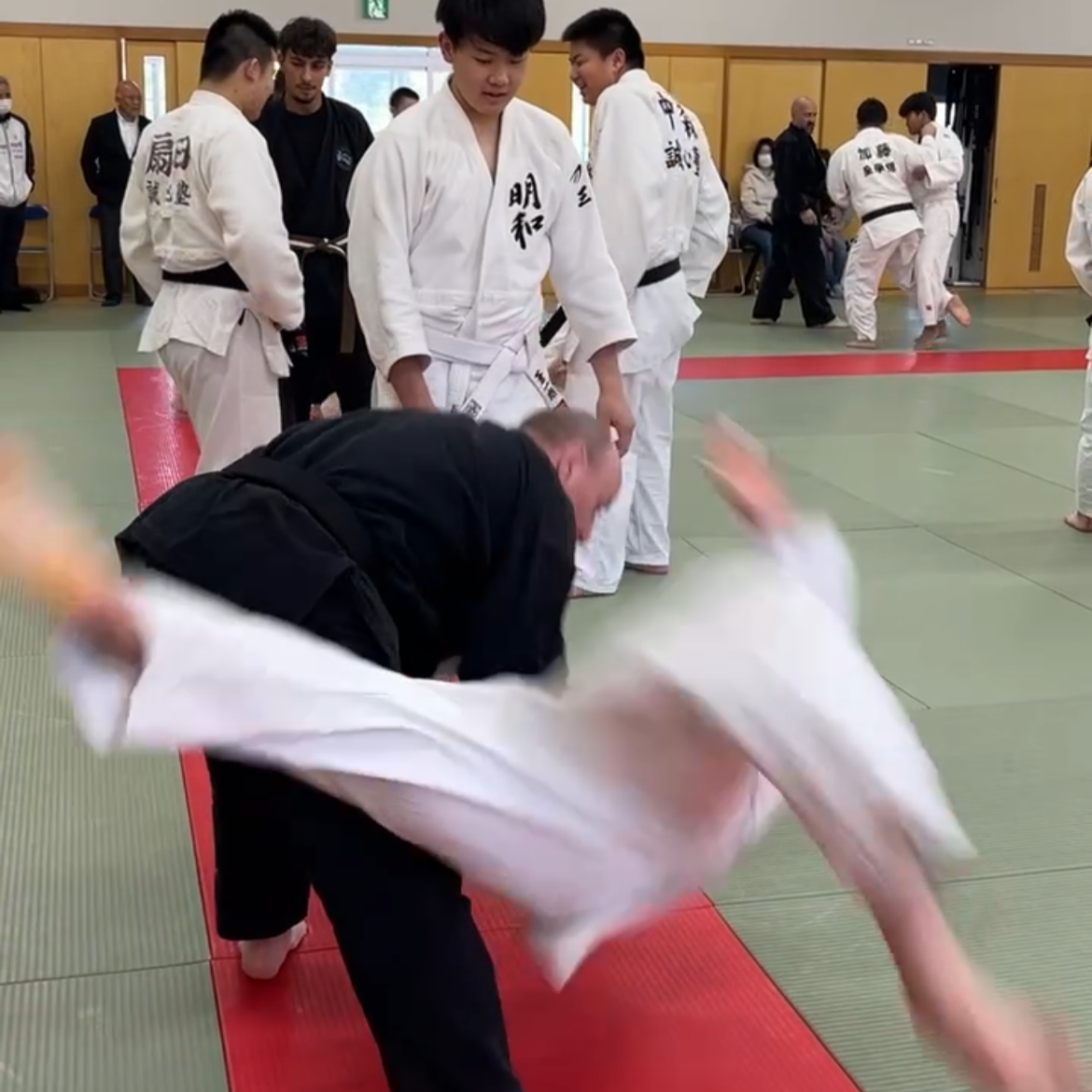 Brian Southon of Shuhari Self Defence Cippenham practising Judo throws in Kogakkan school Japan