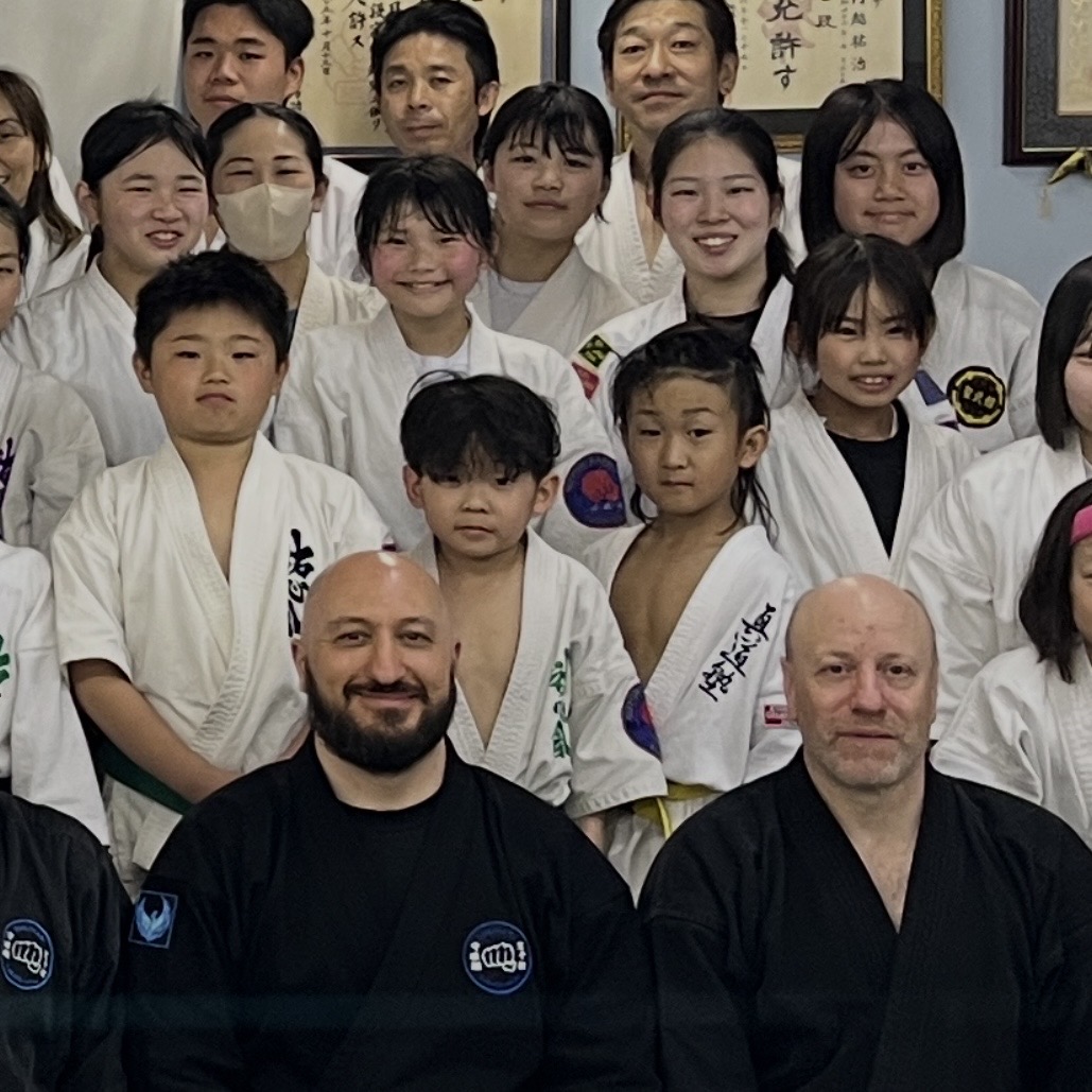 Brian Southon of Shuhari Self Defence Cippenham practicing martial arts in Japan with his instructor Olgun Tiltay