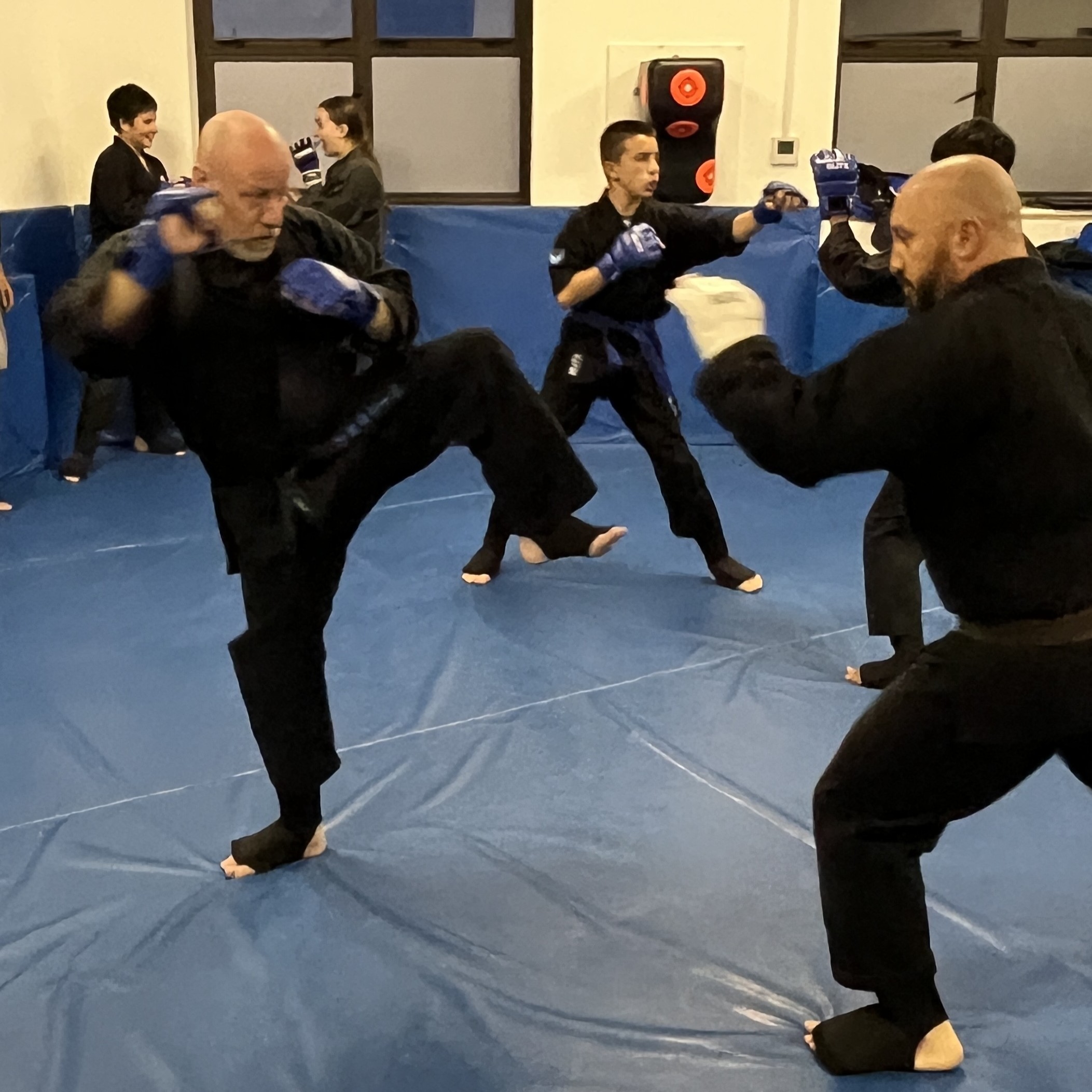 Brian Southon of Shuhari Self Defence Cippenham sparring with his instructor Olgun Tiltay