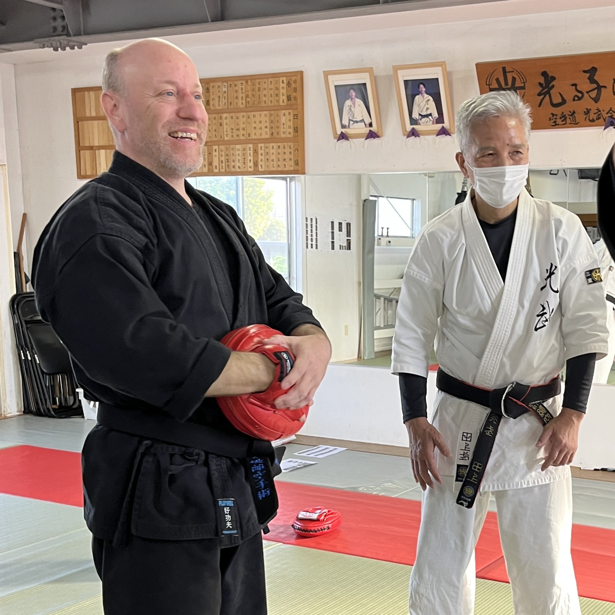 Brian Southon of Shuhari Self Defence Cippenham learning Karate in Ise Japan from Nobuya Tagami Sensei