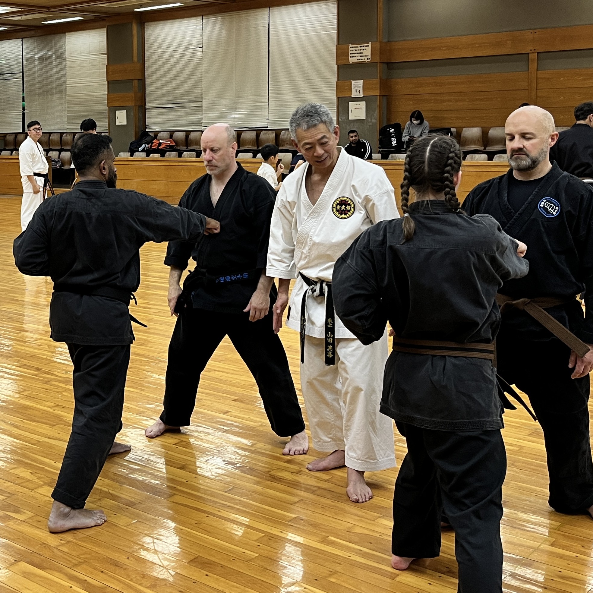 Brian Southon of Shuhari Self Defence Cippenham learning Karate Kihon in Nagoya Japan from Hideki Yamada Sensei