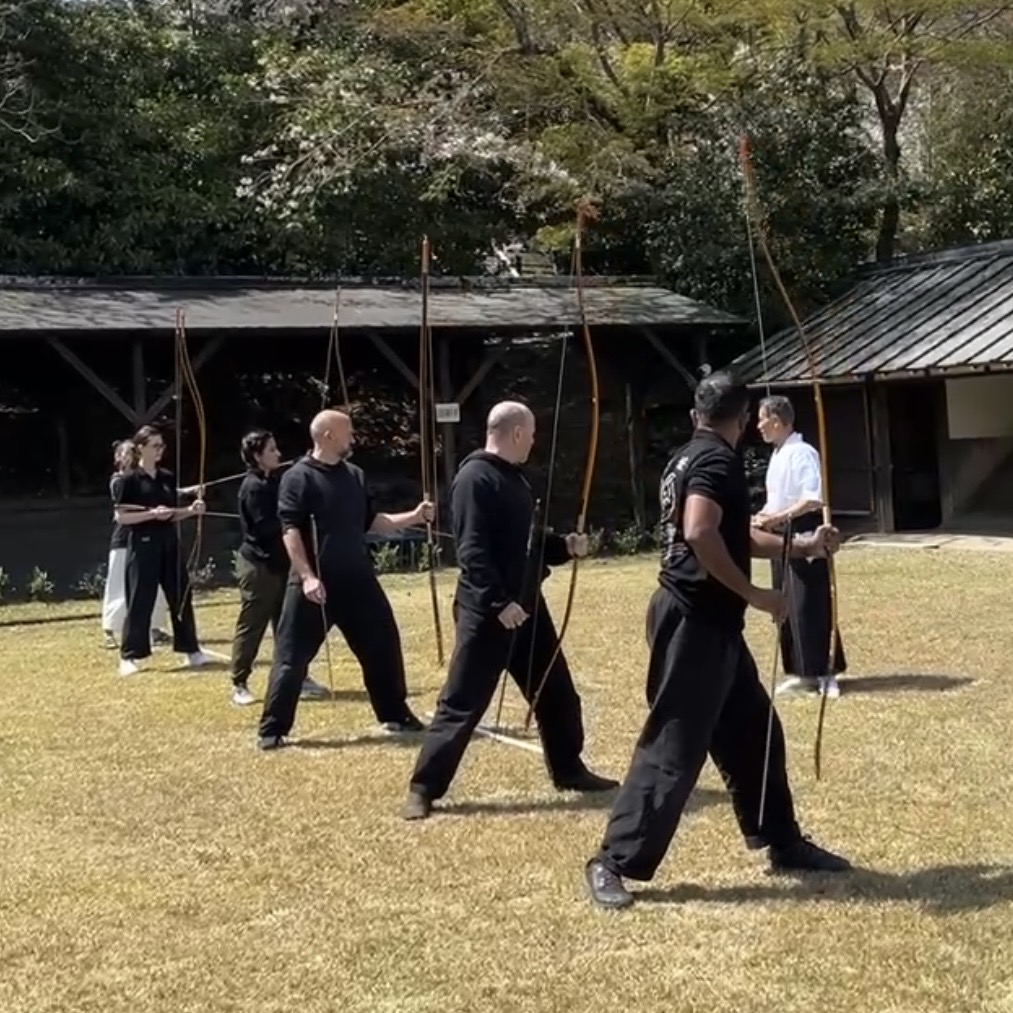 Brian Southon of Shuhari Self Defence Cippenham learning traditional Japanese weapons in Japan