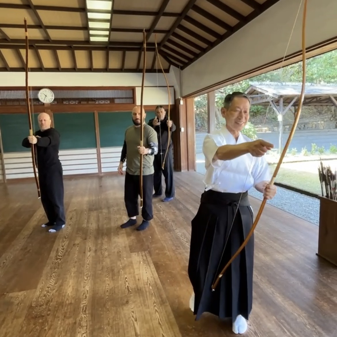 Brian Southon of Shuhari Self Defence Cippenham practicing traditional Japanese archery in Japan