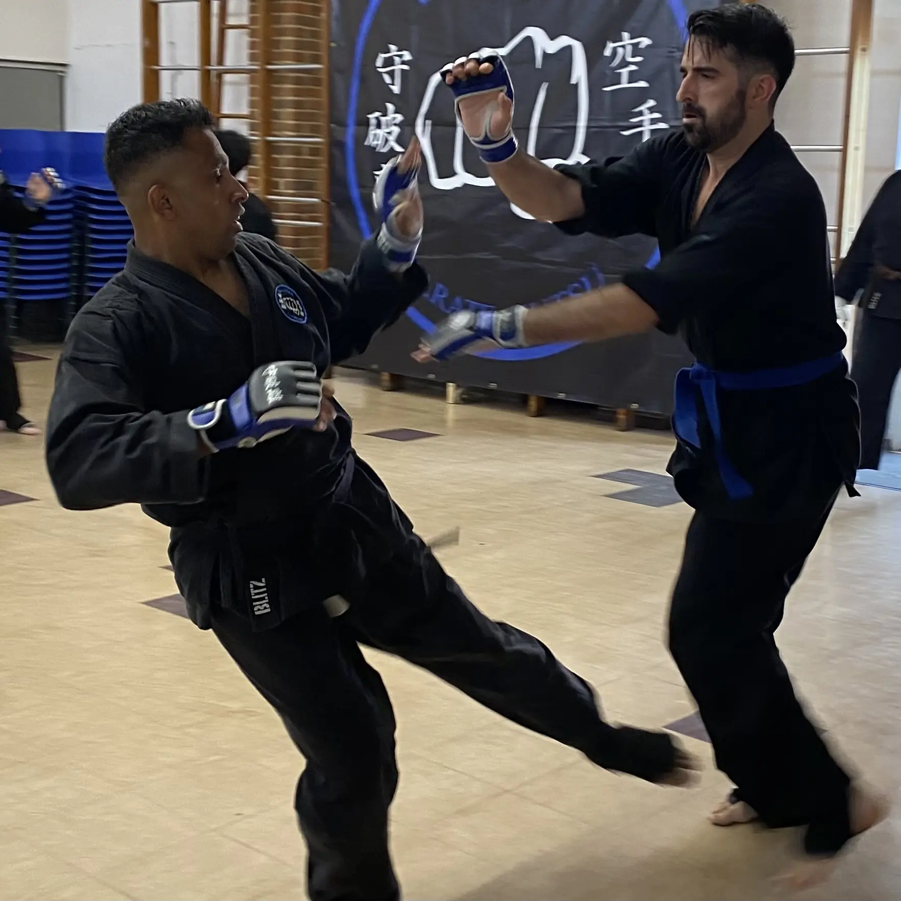 John Moses of Shuhari Self Defence Bracknell sparring in a martial arts class