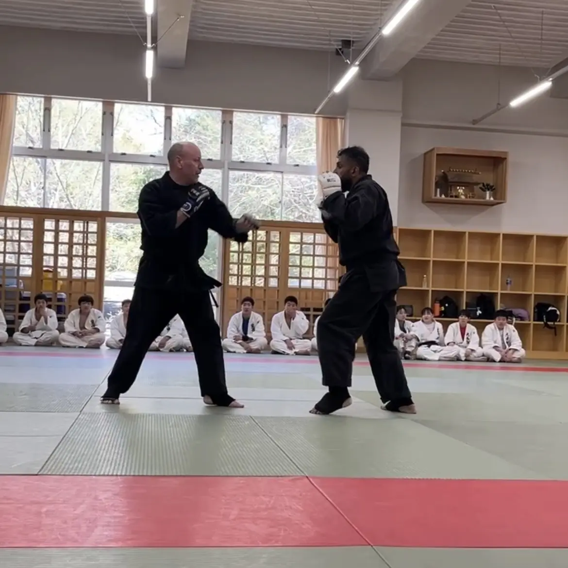John Moses of Shuhari Self Defence Bracknell displaying striking to Judoka in Kogakkan school Japan John Moses of Shuhari Self Defence Bracknell displaying striking to Judoka in Kogakkan school Japan